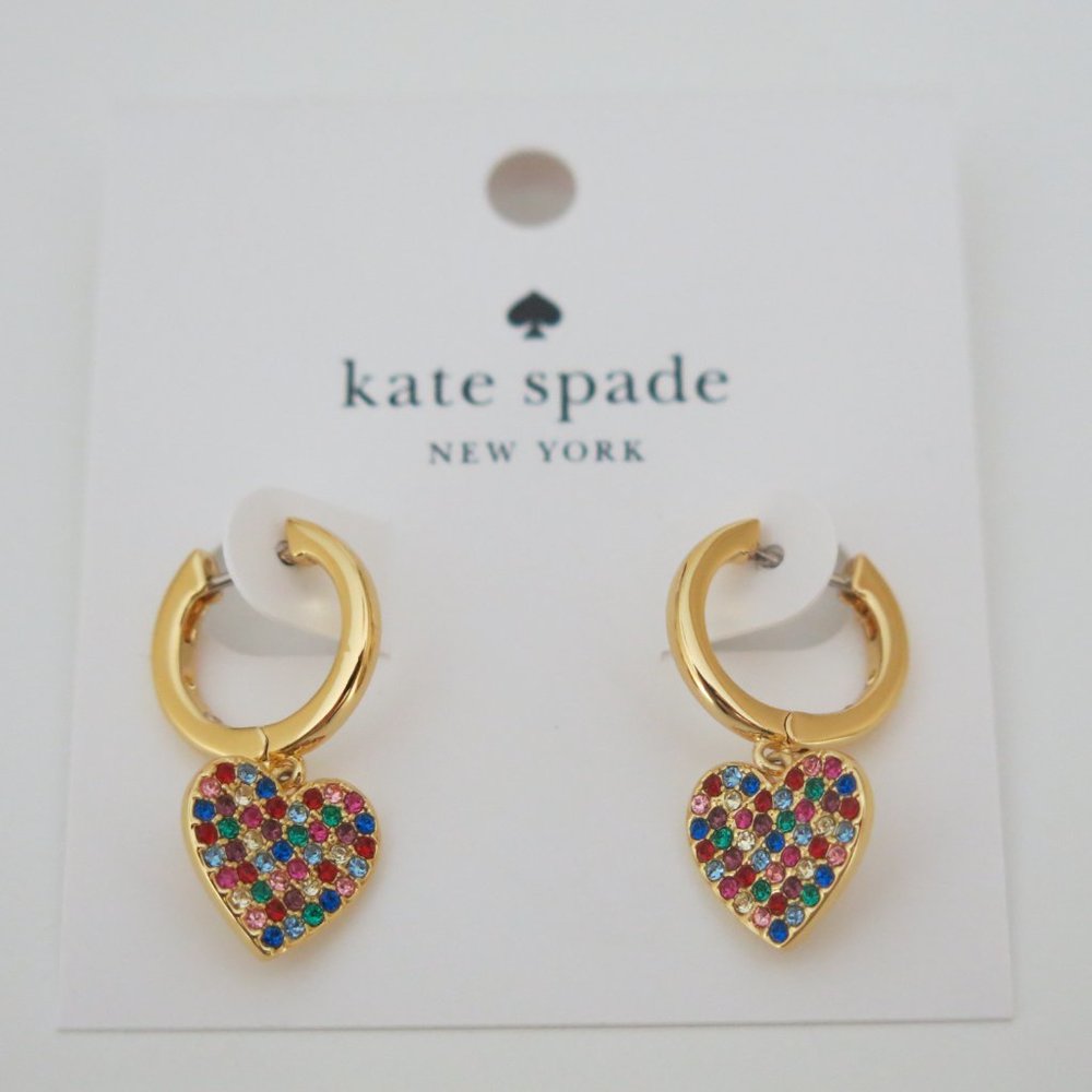 Kate Spade Rainbow Heart Yours Truly Earrings BNWT